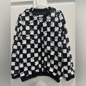 MORE THAN MAGIC Black & White Sequined Jacket SIZE MEDIUM 7/8 GIRLS Pre Loved
